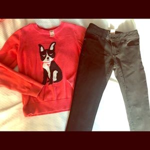 Cute Boston Terrier sweater & black Skinny Jeans